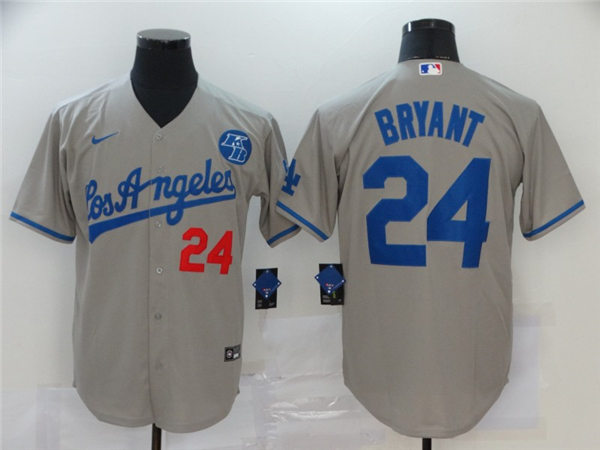 Mens Los Angeles Dodgers #24 Kobe Bryant Nike Grey Los Angeles Baseball Jersey
