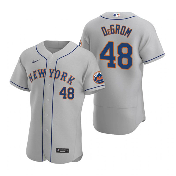 Mens New York Mets #48 Jacob DeGrom Gray Road Stitched Nike MLB FlexBase Jersey