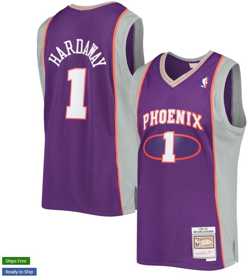 Mens Phoenix Suns #1 Penny Hardaway Mitchell & Ness 2001-2002 Stitched Hardwood Classics Jersey