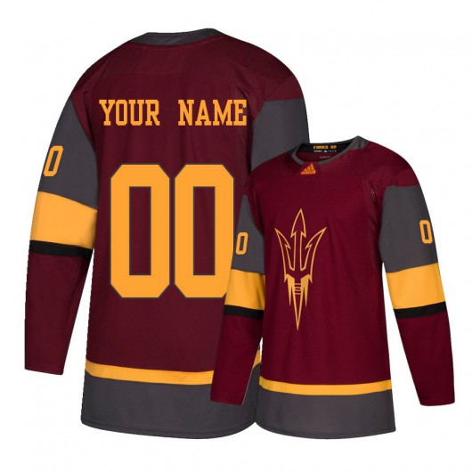Youth Arizona State Sun Devils Custom Maron Adidas College Hockey Game Jersey