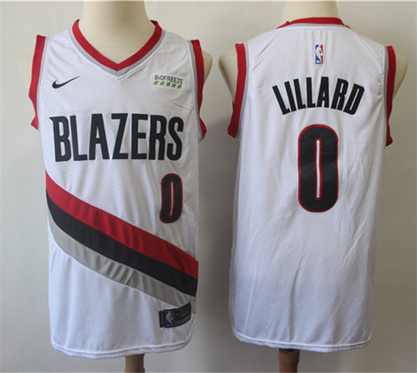 Mens Portland Trail Blazers #0 Lillard Damian  Nike White Stitched NBA Association Edition Jersey