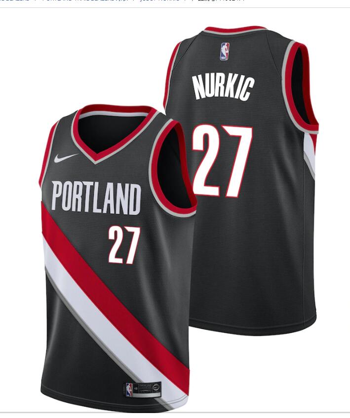 Mens Portland Trail Blazers #27 Jusuf Nurki Stitched Black Nike NBA Icon Edition Jersey