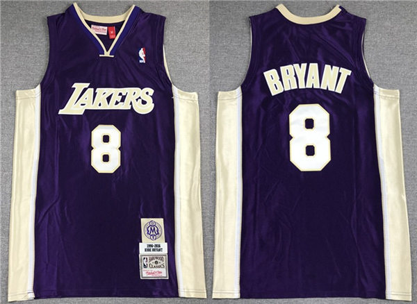 Mens Los Angeles Lakers #8 Kobe Bryant Purple Stitched 2020  Hall of Fame Class Mitchell & Ness Hardwood Classics Jersey