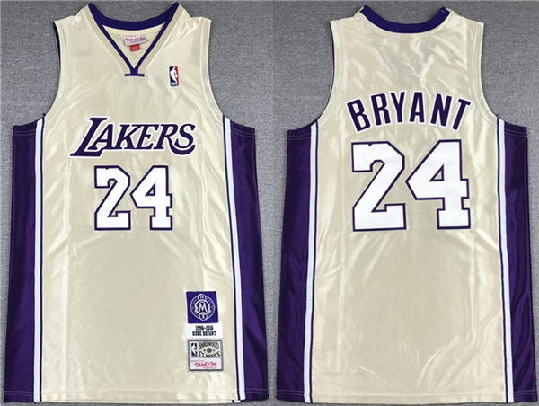 Mens Los Angeles Lakers #24 Kobe Bryant Gold 2020  Hall of Fame Class 1996-2016 Mitchell & Ness Hardwood Classics Jersey