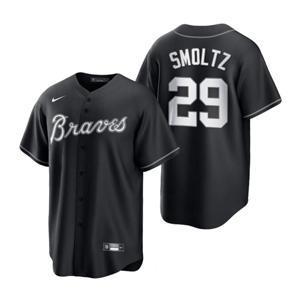 Mens Atlanta Braves Retired Player #29 John Smoltz Nike Stitched 2021 Black Fashion Jersey