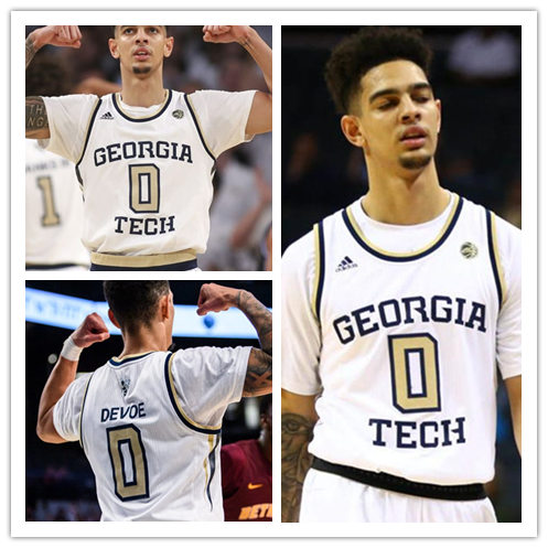 Mens Georgia Tech Yellow Jackets #0 Michael Devoe Adidas 2018 White Georgia Tech College Basketball Jersey