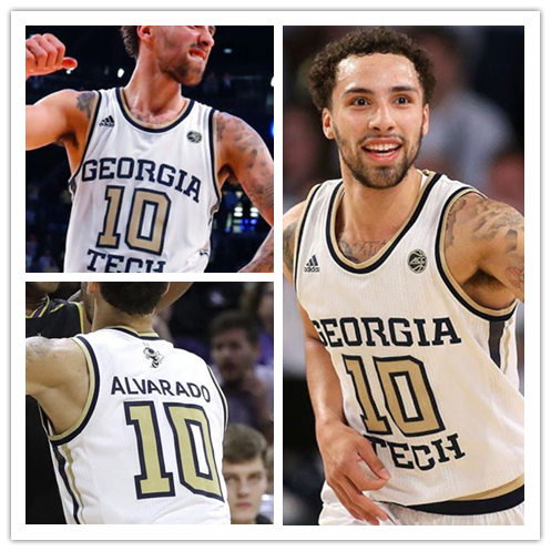 Mens Georgia Tech Yellow Jackets #10 Jose Alvarado Adidas 2018 White Georgia Tech College Basketball Jersey