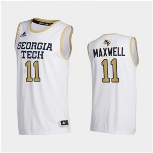 Mens Georgia Tech Yellow Jackets #11 Tristan Maxwell Adidas 2020-21 White Georgia Tech College Basketball Jersey
