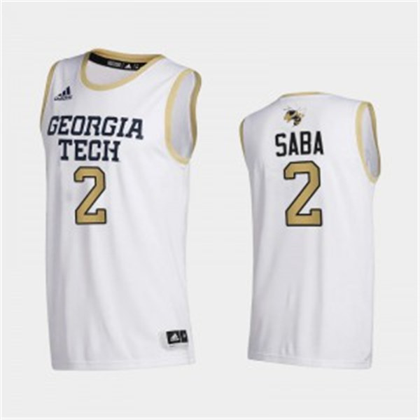 Mens Georgia Tech Yellow Jackets #2 Gigiberia Saba Adidas 2020-21 White Georgia Tech College Basketball Jersey