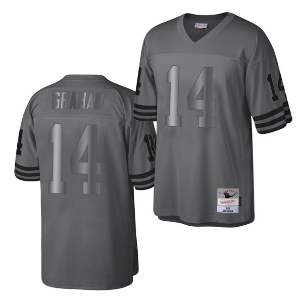 Mens Cleveland Browns #14 Otto Graham Mitchell&Ness Throwback Charcoal Metal Legacy Jersey