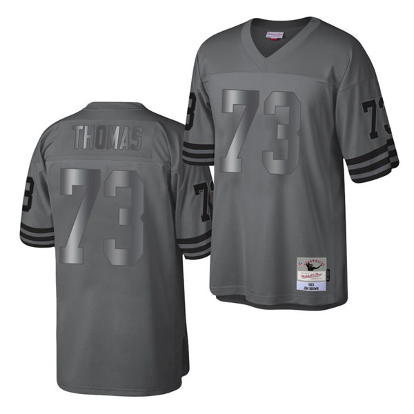 Mens Cleveland Browns #73 Joe Thomas Mitchell&Ness Throwback Charcoal Metal Legacy Jersey