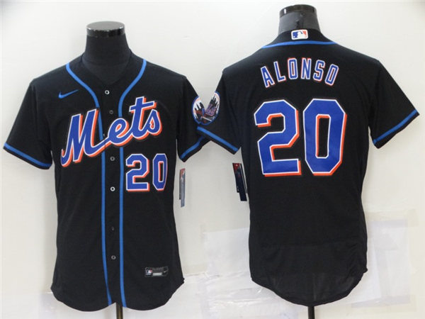 Mens New York Mets #20 Pete Alonso Nike 2021 Black With Strip Retro Jersey