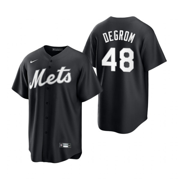 Mens New York Mets #48 Jacob deGrom Nike Stitched 2021 Black Fashion Jersey