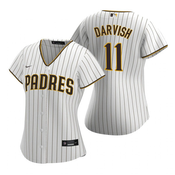 Womens San Diego Padres #11 Yu Darvish Nike White Brown Home Stitched Jersey
