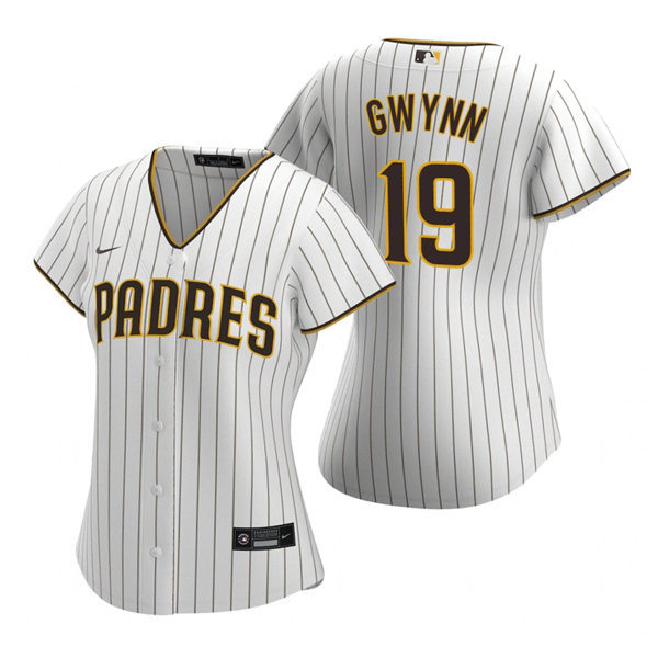 Womens San Diego Padres Retired Player #19 Tony Gwynn Nike White Brown Home Stitched Jersey
