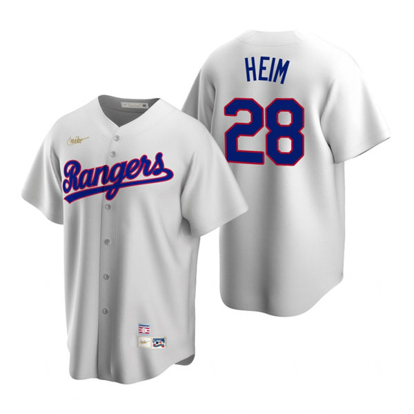 Mens Texas Rangers #28 Jonah Heim Nike White Cooperstown Collection Jersey