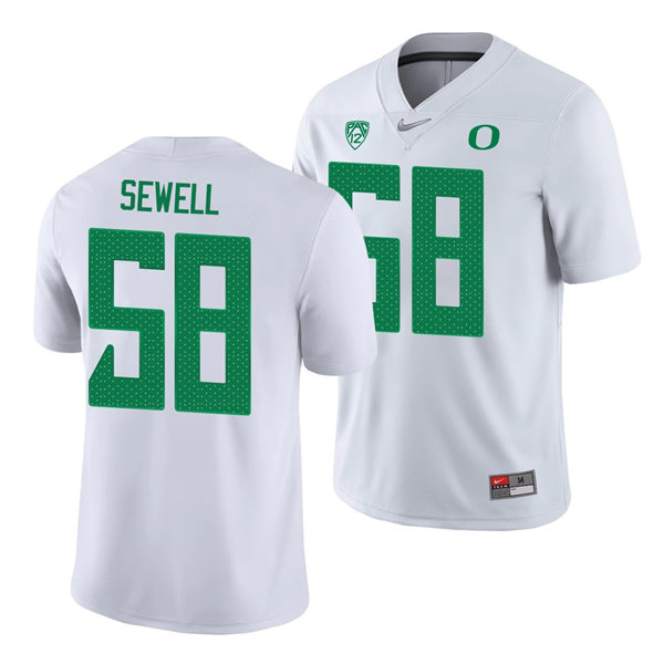 Mens Oregon Ducks #58 Penei Sewell Nike 2018 White College Football Game Jersey