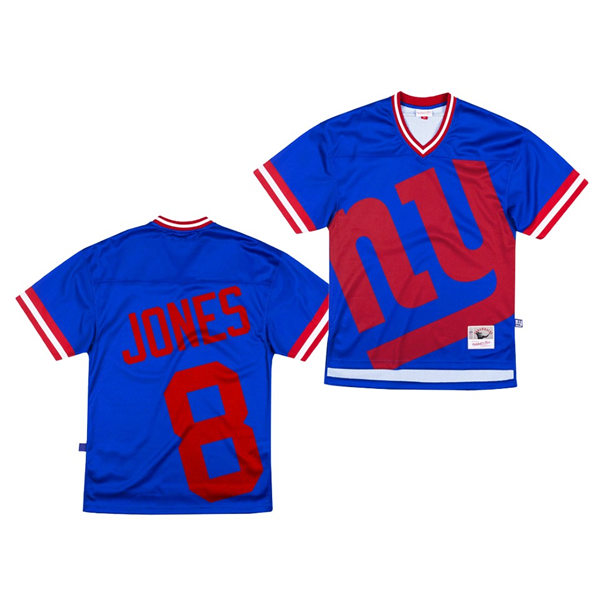 Mens New York Giants #8 Daniel Jones Mitchell&Ness Royal Big Face Jersey