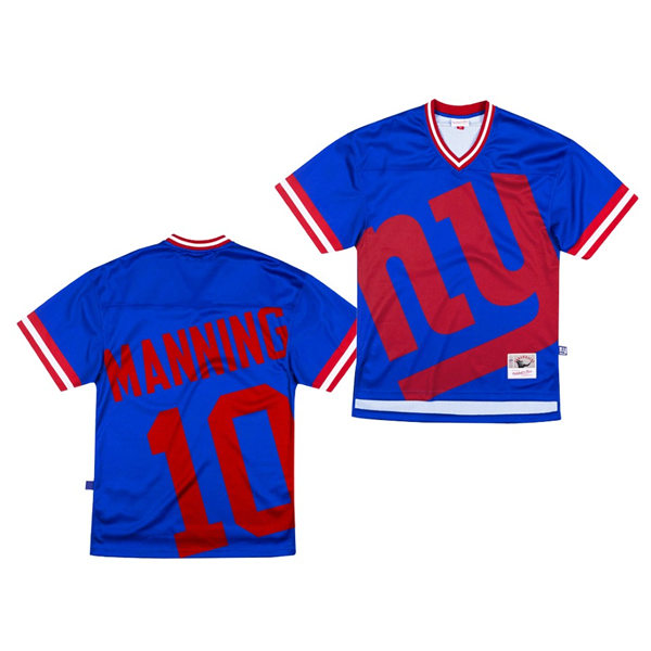 Mens New York Giants #10 Eli Manning Mitchell&Ness Royal Big Face Jersey
