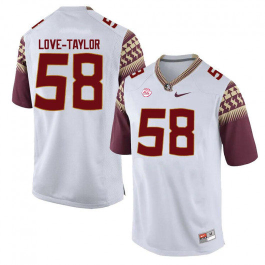 Mens Florida State Seminoles #58 Devontay Love-Taylor Nike White College Football Game Jersey