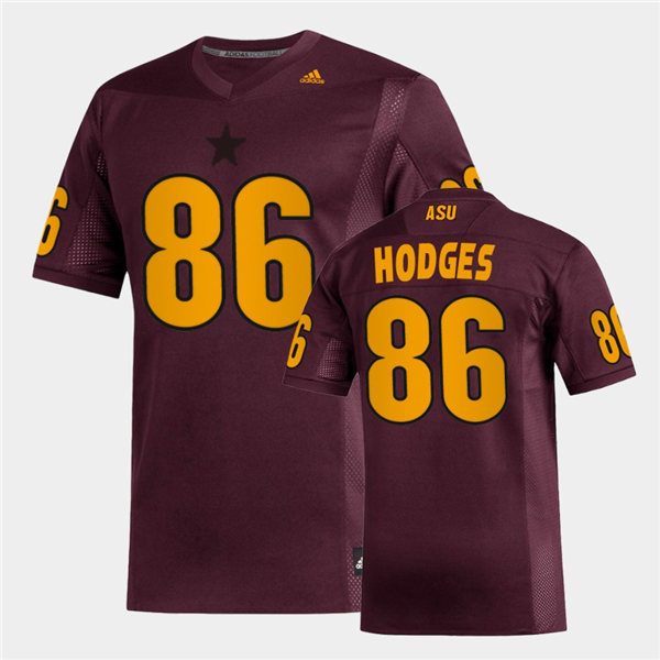 Mens Arizona State Sun Devils #86 Curtis Hodges adidas 2020 Maroon Gold College Football Jersey