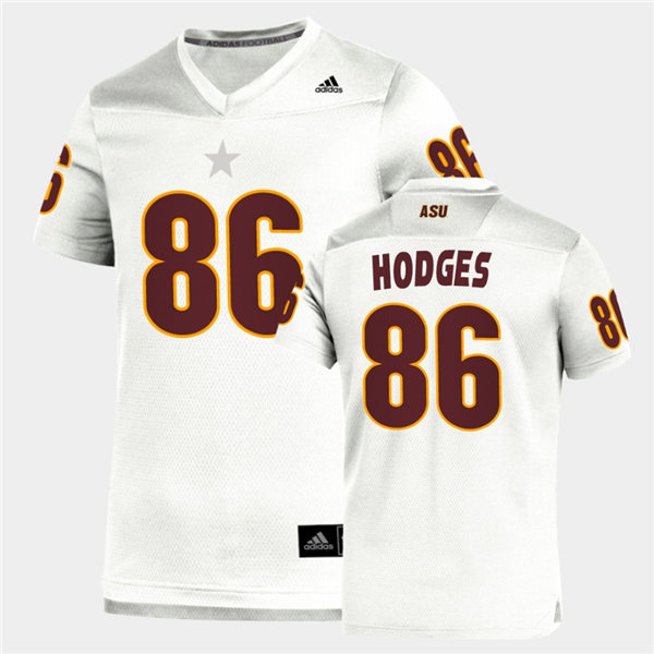 Mens Arizona State Sun Devils #86 Curtis Hodges adidas 2020 White Maroon College Football Jersey 