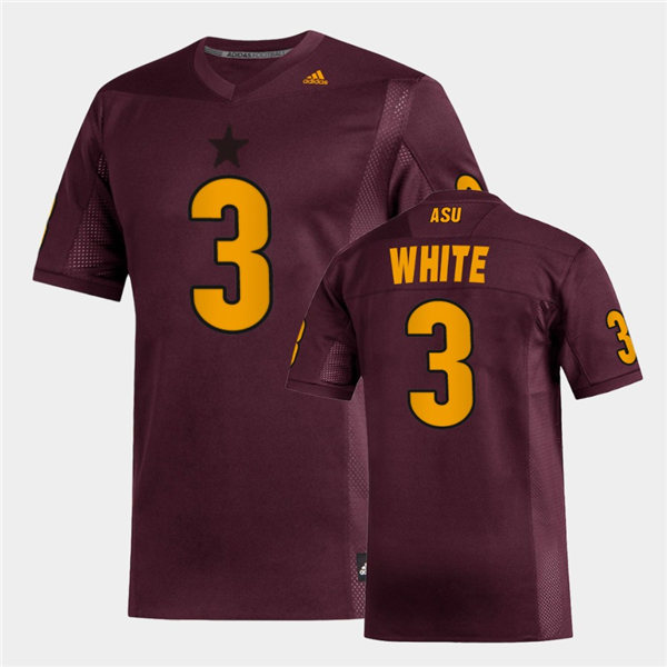 Mens Arizona State Sun Devils #3 Rachaad White adidas 2020 Maroon Gold College Football Jersey