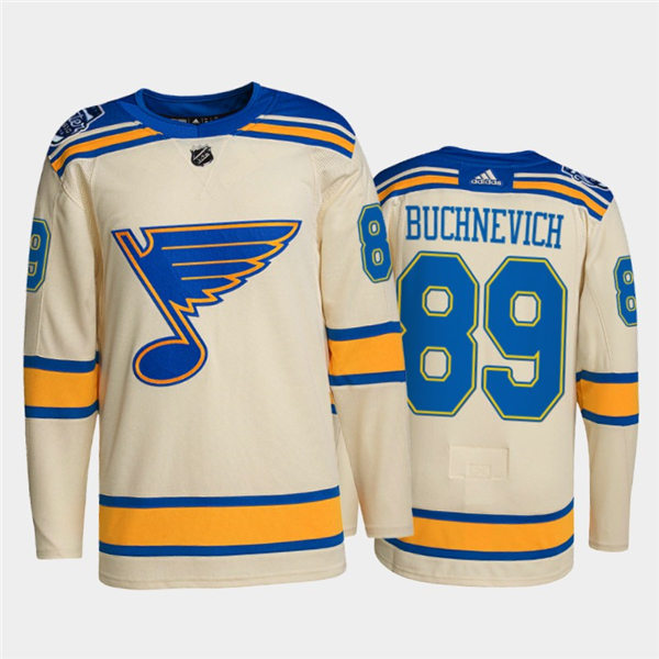Mens St. Louis Blues #89 Pavel Buchnevich adidas Cream 2022 Winter Classic Edition Jersey