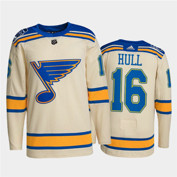 Mens St. Louis Blues Retired Player #16 Brett Hull adidas Cream 2022 Winter Classic Edition Jersey