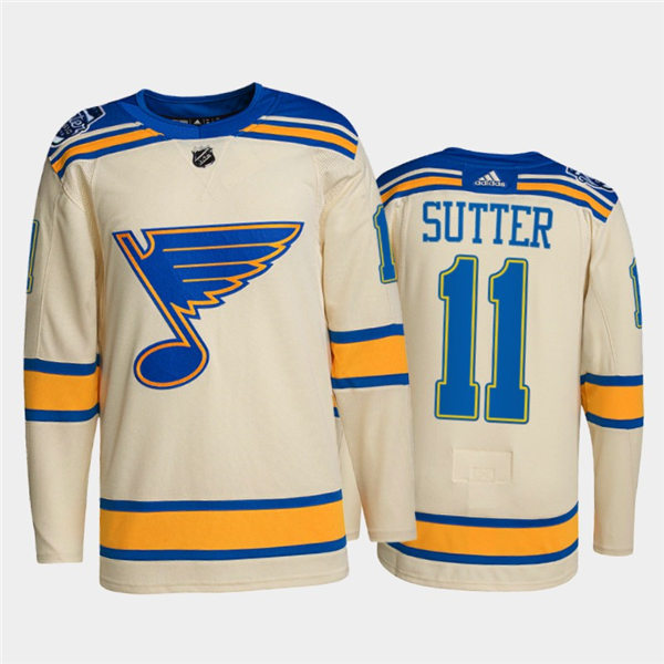 Mens St. Louis Blues Retired Player #11 Brian Sutter adidas Cream 2022 Winter Classic Edition Jersey