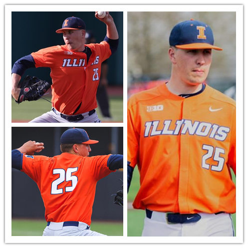 Mens Illinois Fighting Illini #25 Nathan Lavender Nike Orange College Baseball Game Jersey