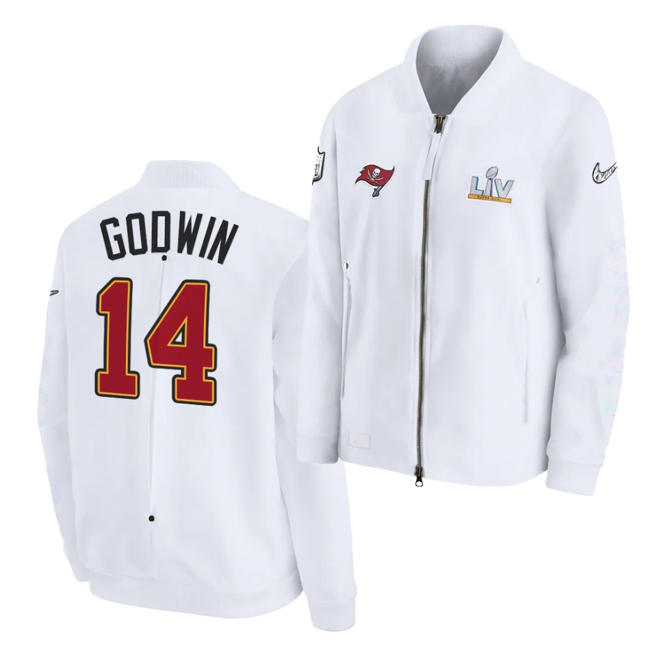 Mens Tampa Bay Buccaneers #14 Chris Godwin Nike White Super Bowl LV Bound Diamond Full-Zip Jacket