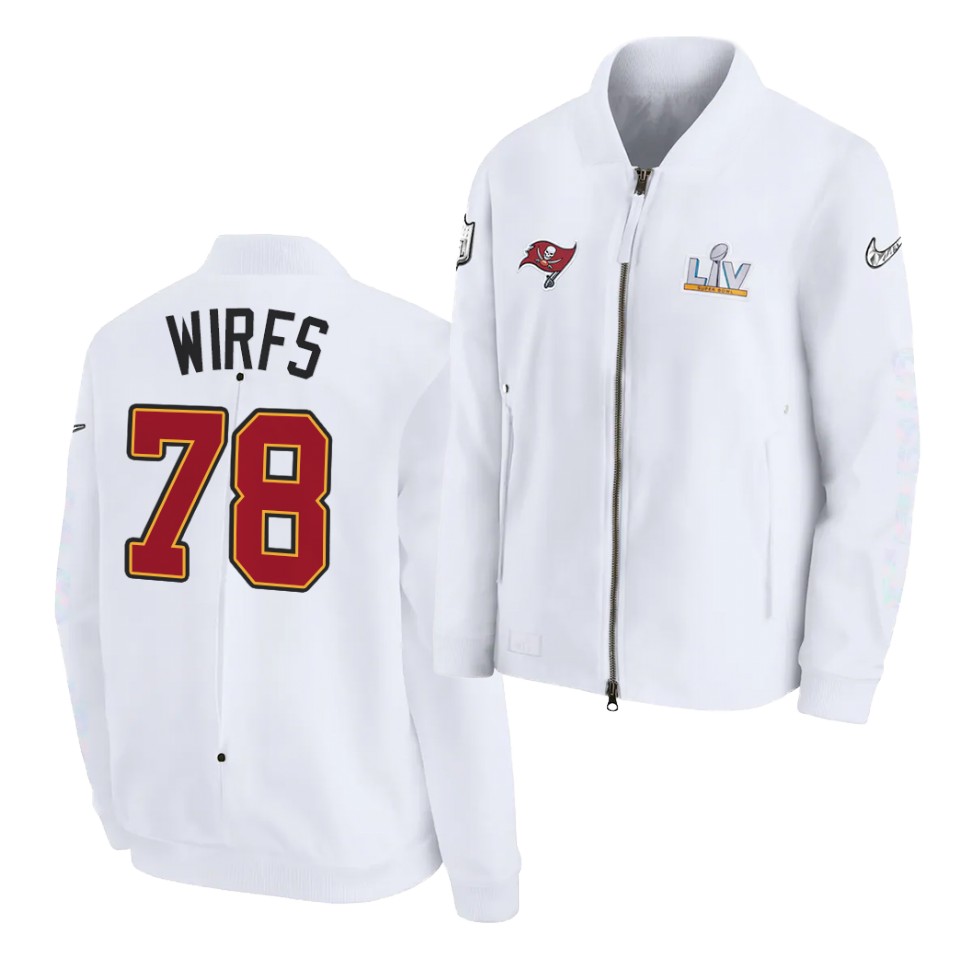 Mens Tampa Bay Buccaneers #78 Tristan Wirfs Nike White Super Bowl LV Bound Diamond Full-Zip Jacket
