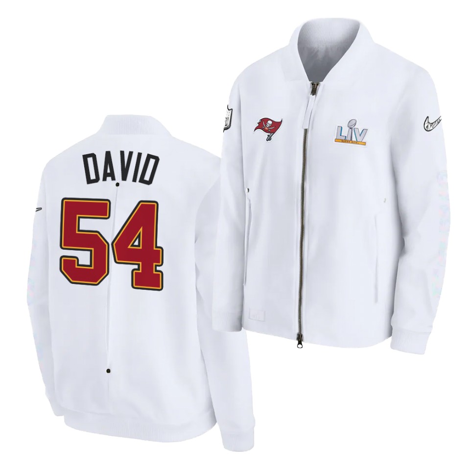 Mens Tampa Bay Buccaneers #54 Lavonte David Nike White Super Bowl LV Bound Diamond Full-Zip Jacket
