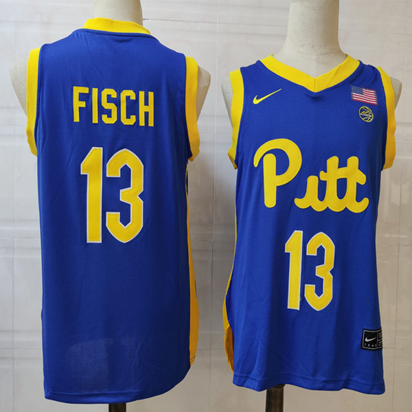 Mens Pittsburgh Panthers #13 Aidan Fisch Nike 2019 Royal College Basketball Game Jersey