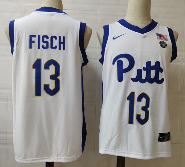 Mens Pittsburgh Panthers #13 Aidan Fisch Nike 2019 White College Basketball Game Jersey