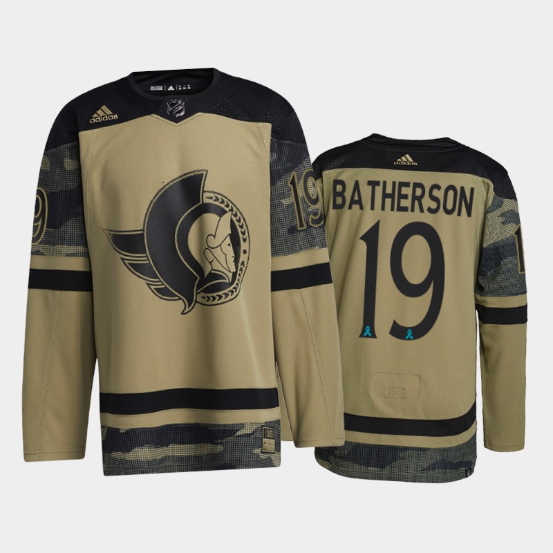 Men's Ottawa Senators #19 Drake Batherson Camo Canadian Armed Force 2021 CAF Night Jersey