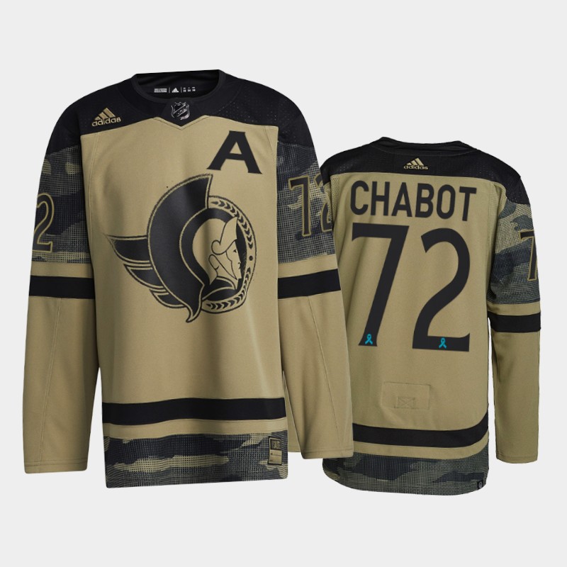 Men's Ottawa Senators #72 Thomas Chabot Camo Canadian Armed Force 2021 CAF Night Jersey