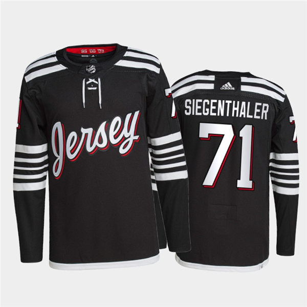 Mens New Jersey Devils #71 Jonas Siegenthaler Adidas Black Alternate Premier Player Jersey