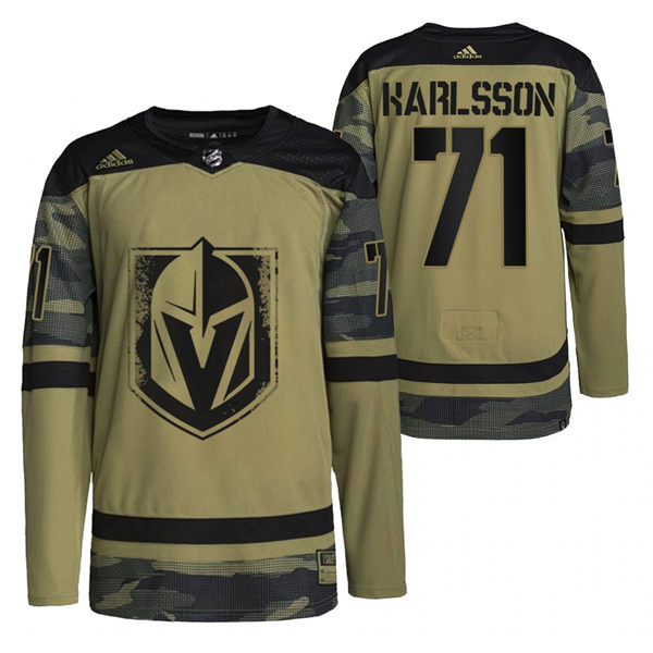 Mens Vegas Golden Knights #71 William Karlsson Camo Canadian Armed Force 2021 CAF Night Jersey