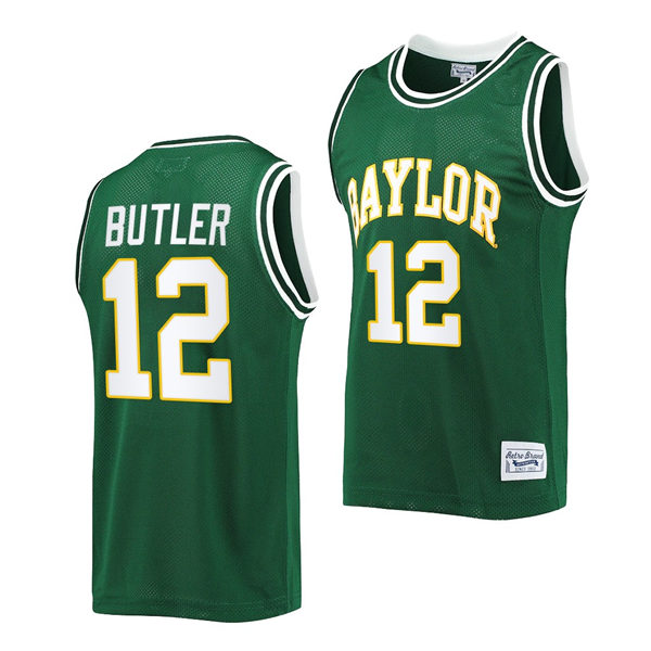 Mens Baylor Bears #12 Jared Butler Green Original Retro Commemorative Classic Basketball Jersey