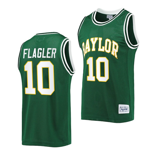 Mens Baylor Bears #10 Adam Flagler Green Original Retro Commemorative Classic Basketball Jersey