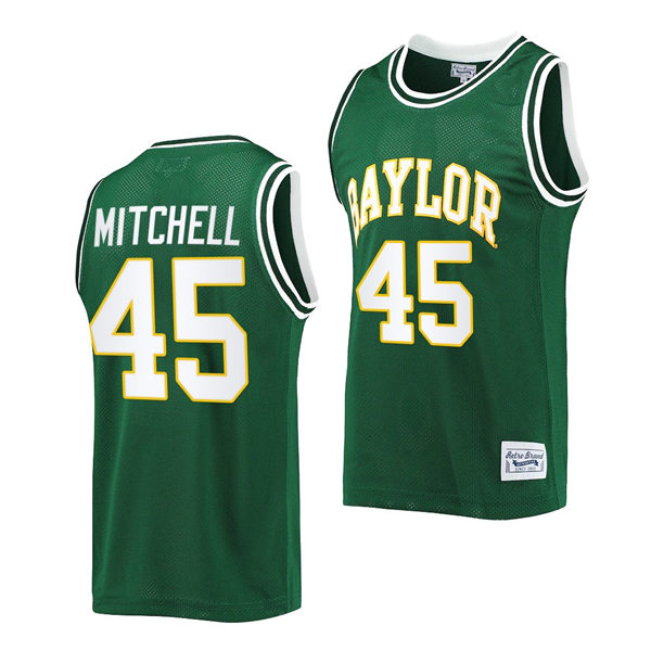 Mens Baylor Bears #45 Davion Mitchell Green Original Retro Commemorative Classic Basketball Jersey