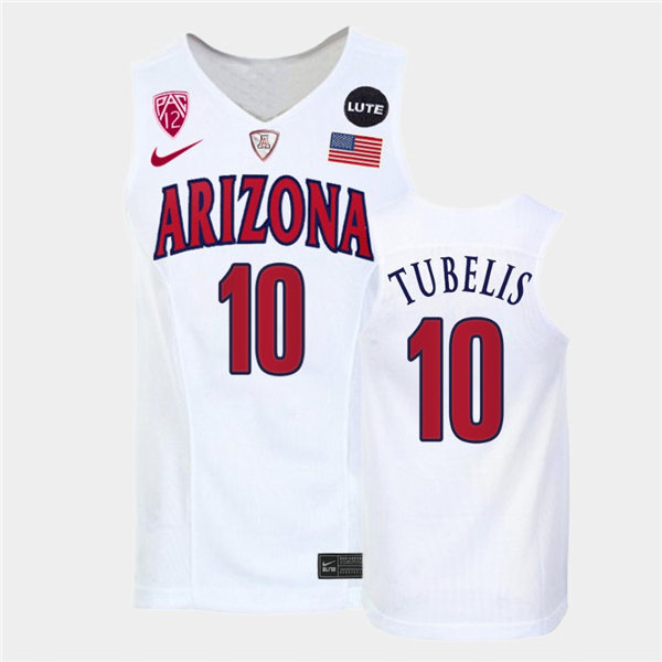 Mens Arizona Wildcats #10 Azuolas Tubelis Nike White Retro College Basketball Jersey