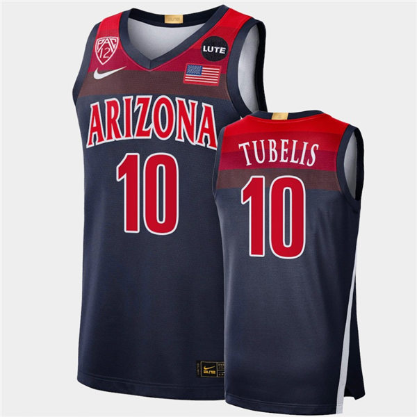 Mens Arizona Wildcats #10 Azuolas Tubelis Nike Navy College Basketball Game Jersey