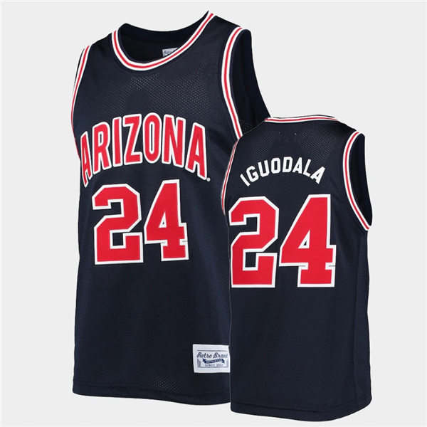 Mens Arizona Wildcats #24 Andre Iguodala Navy Retro Commemorative Classic Original Basketball Jersey