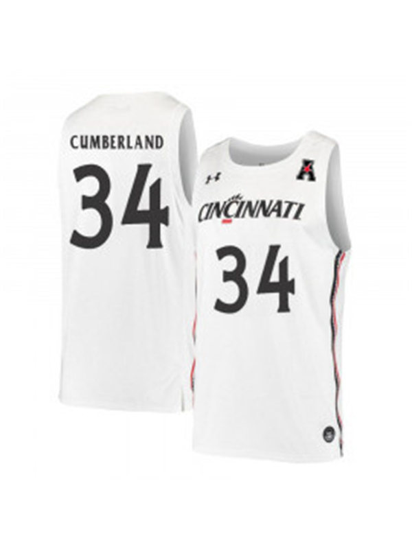 Mens Cincinnati Bearcats #34 Jarron Cumberland White Stitched College Basketball Jersey