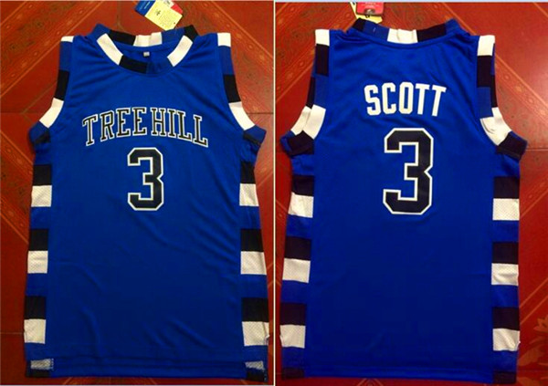 Men's The Movie One Tree Hill Ravens #3 Lucas Scott Blue Basketball Jersey