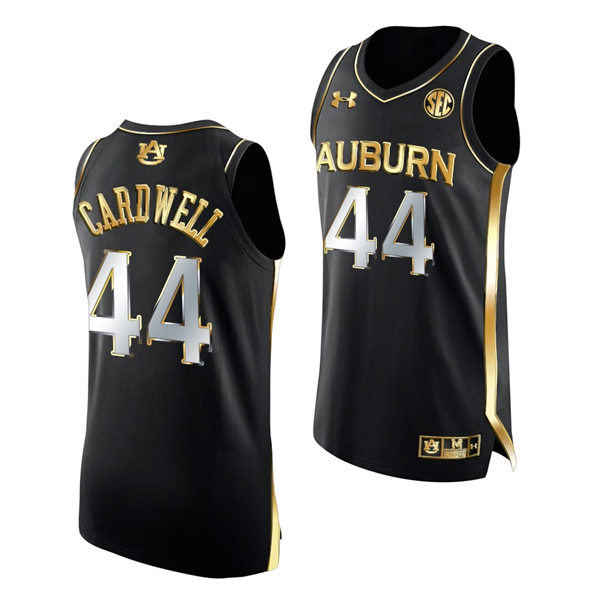 Mens's Auburn Tigers #44 Dylan Cardwell Under Armour 2022 Black Golden Edition College Basketball Jersey