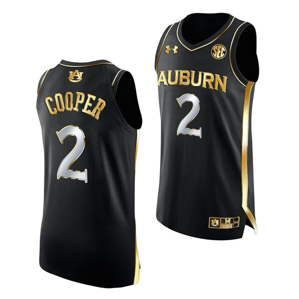 Mens's Auburn Tigers #2 Sharife Cooper Under Armour 2022 Black Golden Edition College Basketball Jersey